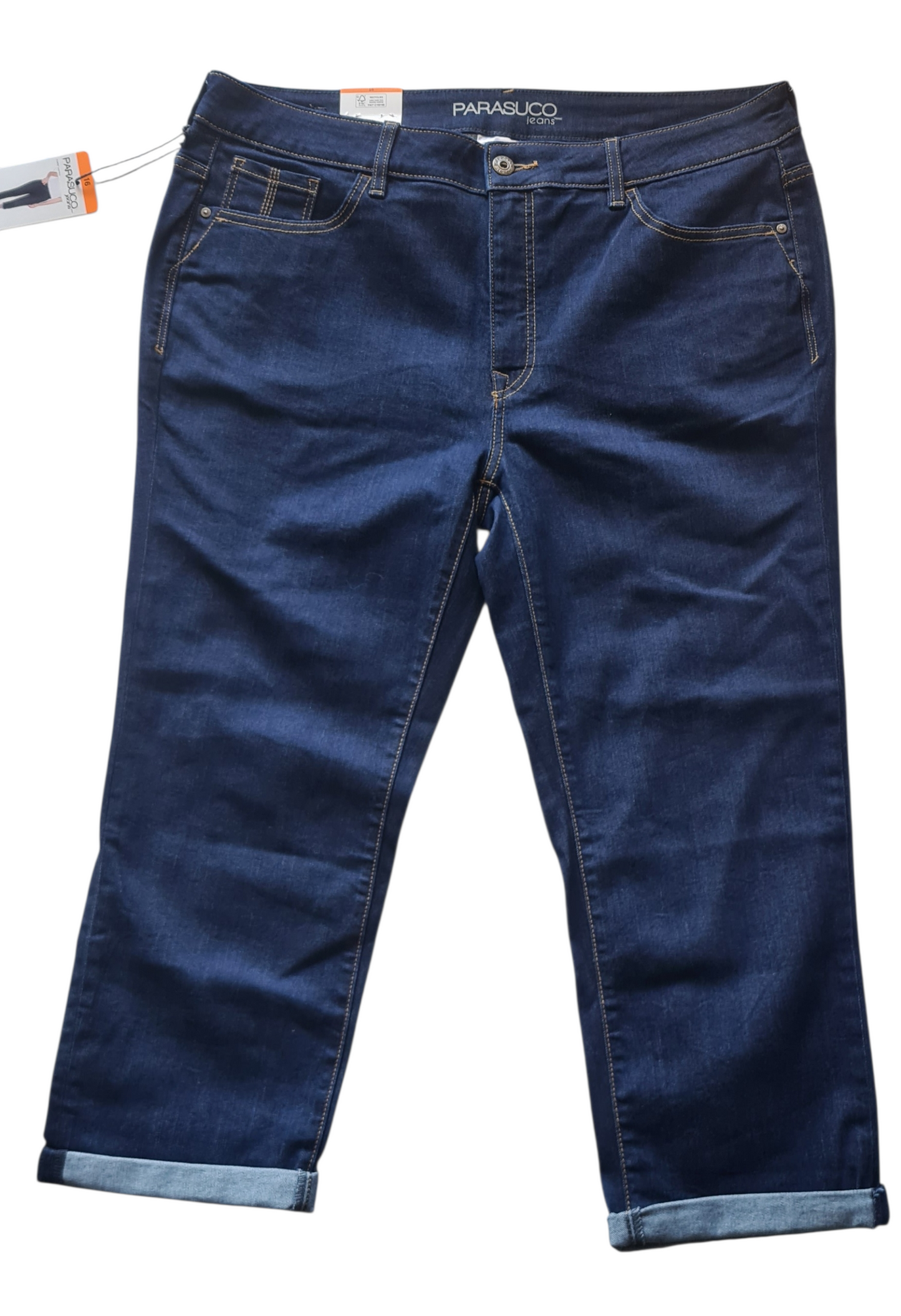 Parasuco Women' Mid Rise Capri Classic Fit with Tummy Control Jeans -Size 16