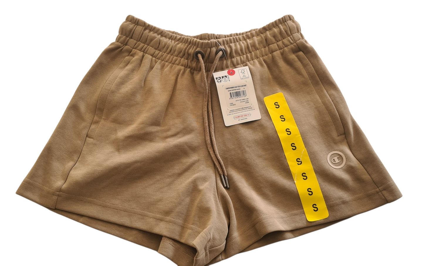 New Champion Women’s Legacy Tech C Logo Shorts - Size SMALL -Zip Pockets