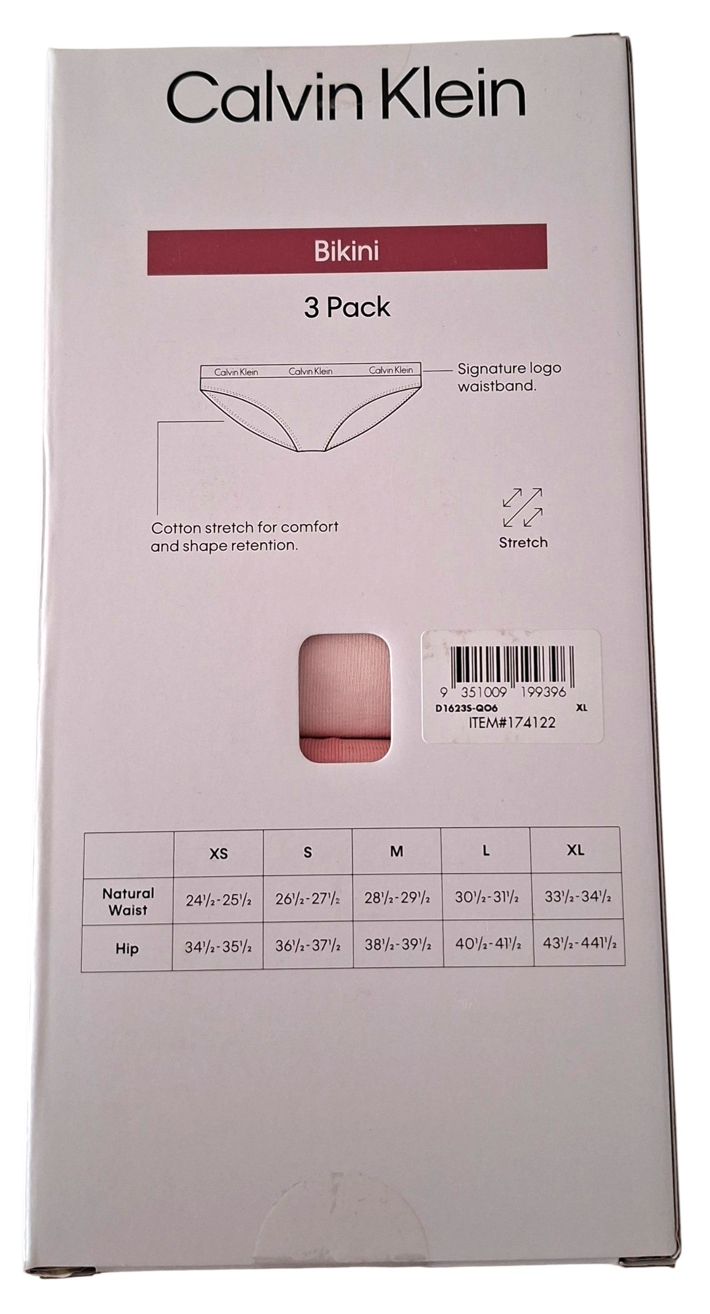 New Calvin Klein Women's 3 Pack Bikini - Cotton Stretch - Pink/White - Size XL