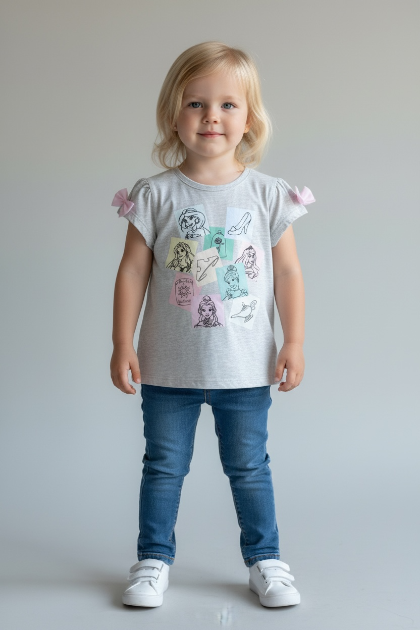 New Disney Princess Kids 4-Pack Short Sleeve T-Shirts – Size 4T – Soft Knit