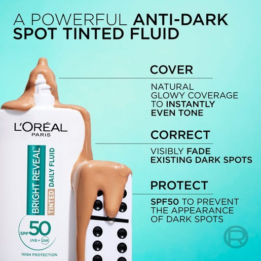 L'Oreal Bright Reveal Tinted Daily Fluid SPF 50 Medium 50ml