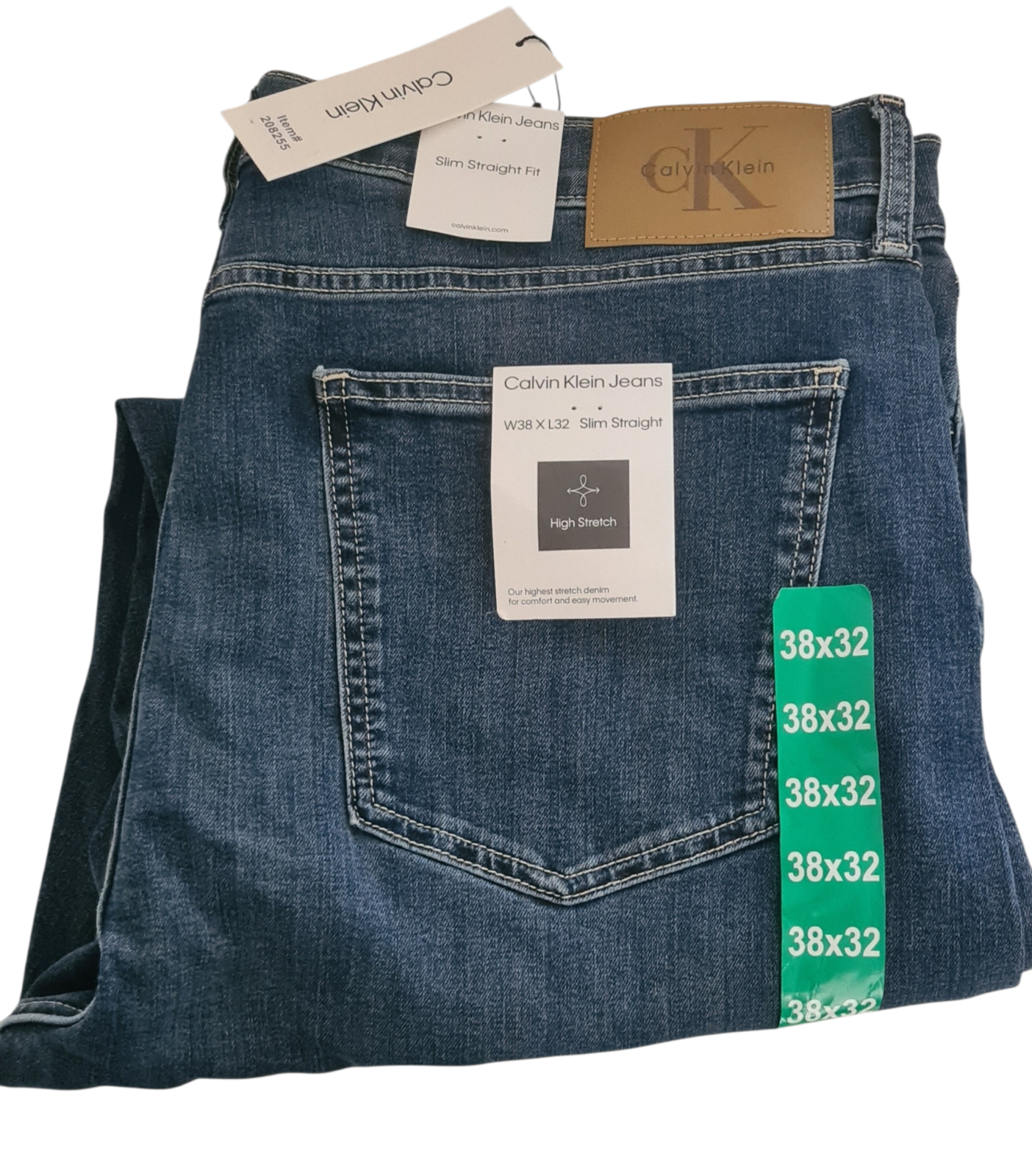 NEW Calvin Klein Men's - Slim Straight High Stretch Jeans - Size W38 x L32