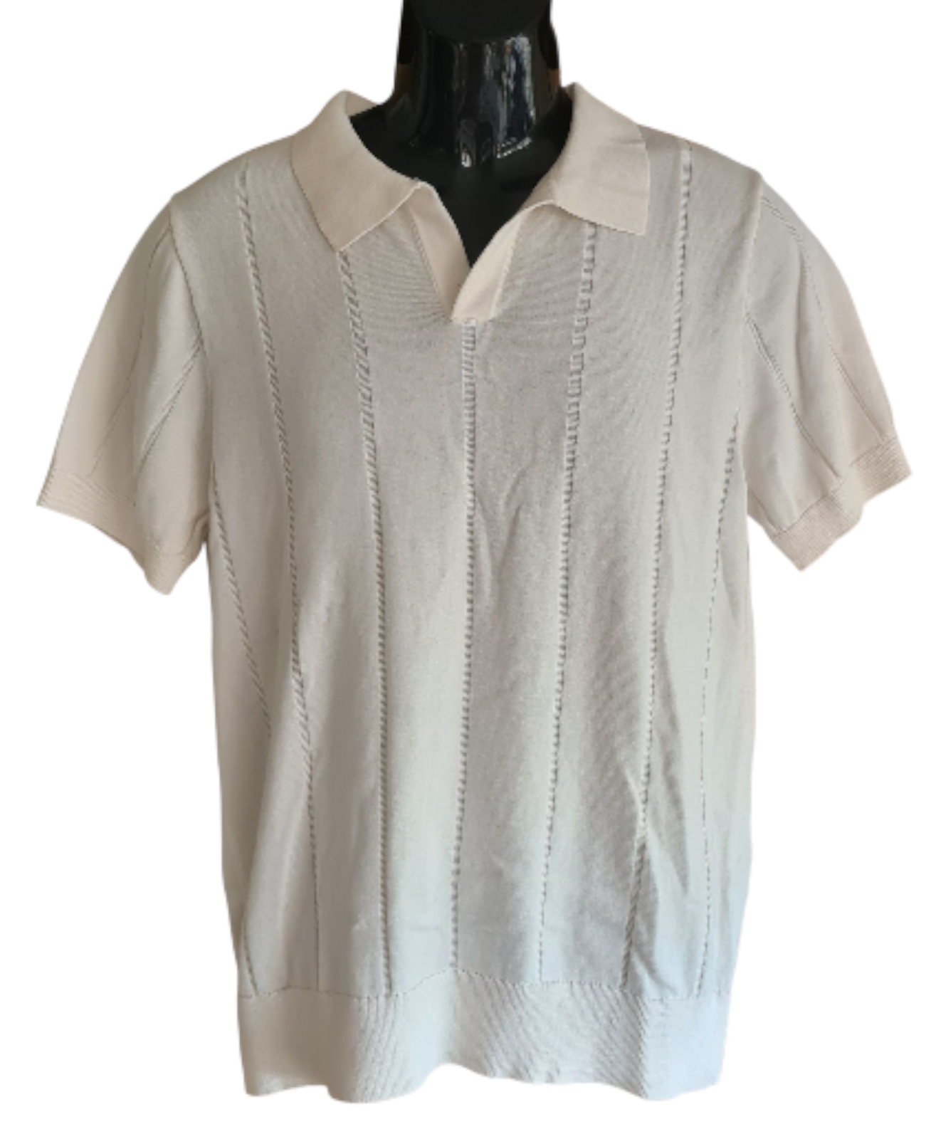 New SABA Men's Knit Polo | Cream | Size MEDIUM - 100% Cotton - Free post!!
