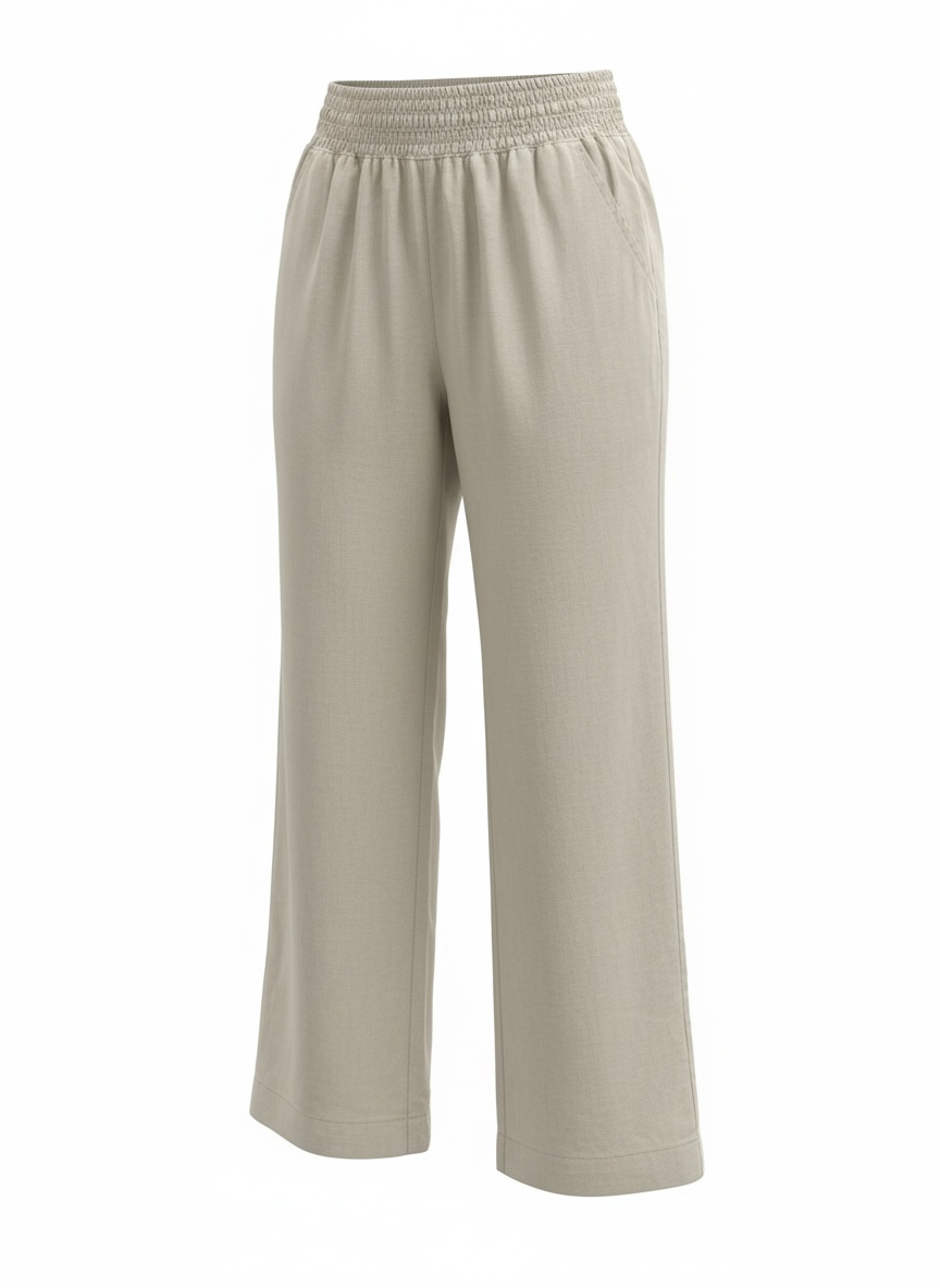 Briggs Women's Linen Blend Pants- Natural - Size XL