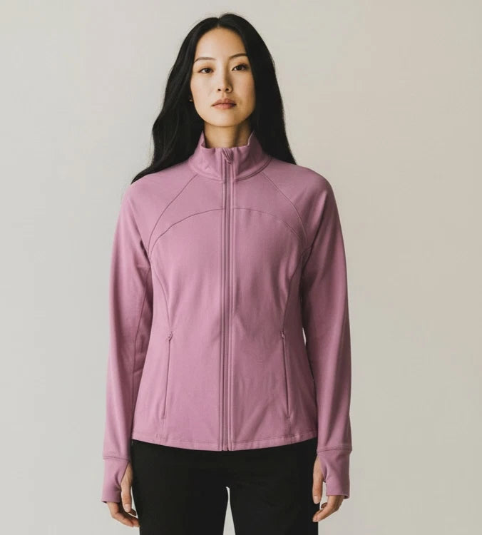 Danskin Women’s Satin Stitch Full Zip Yoga Jacket – Small – Nostalgia Rose
