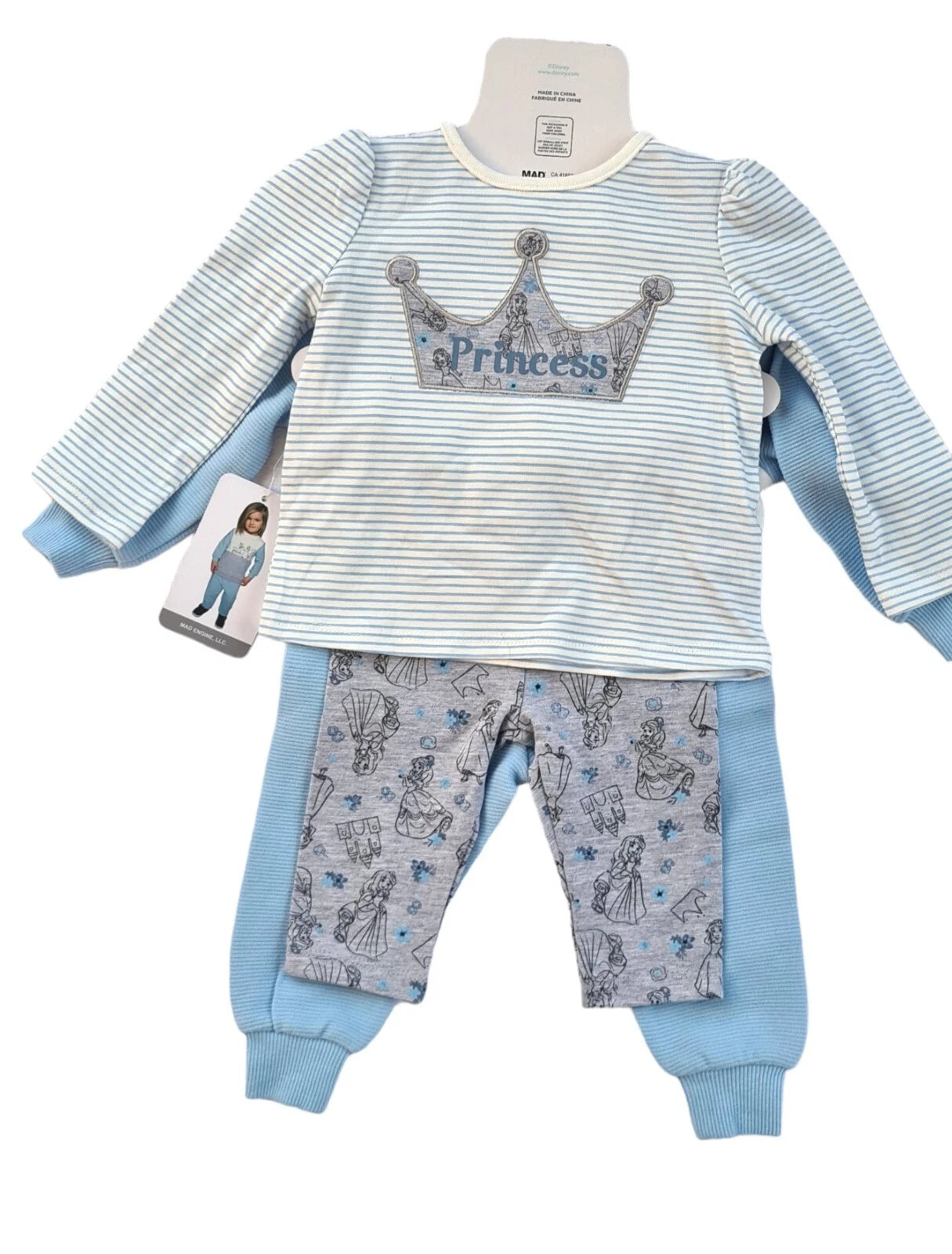 Disney Baby 4 Piece Princess Set - Sweatshirt Jogger Set - Size 3 months