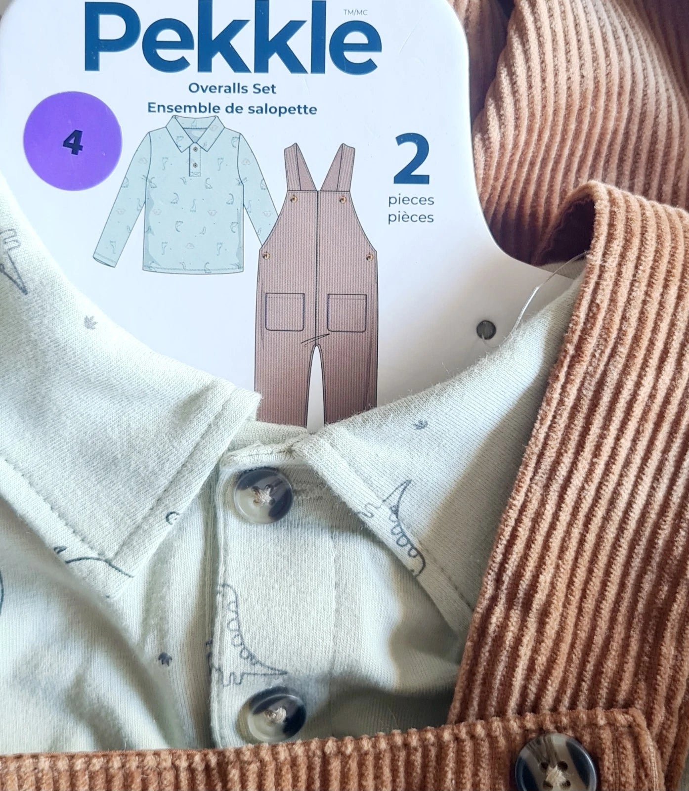 Pekkle 2 Piece Overalls Set - Dungarees & Top Set - Age 4 & 5 Years