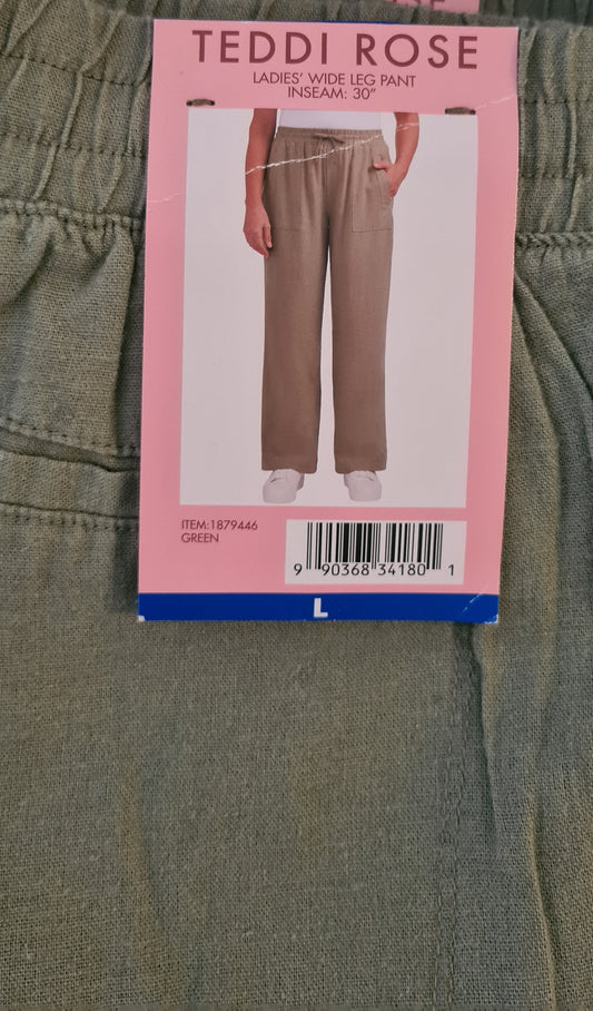 TEDDI ROSE Ladies Wide Leg Pants - Green - Size LARGE
