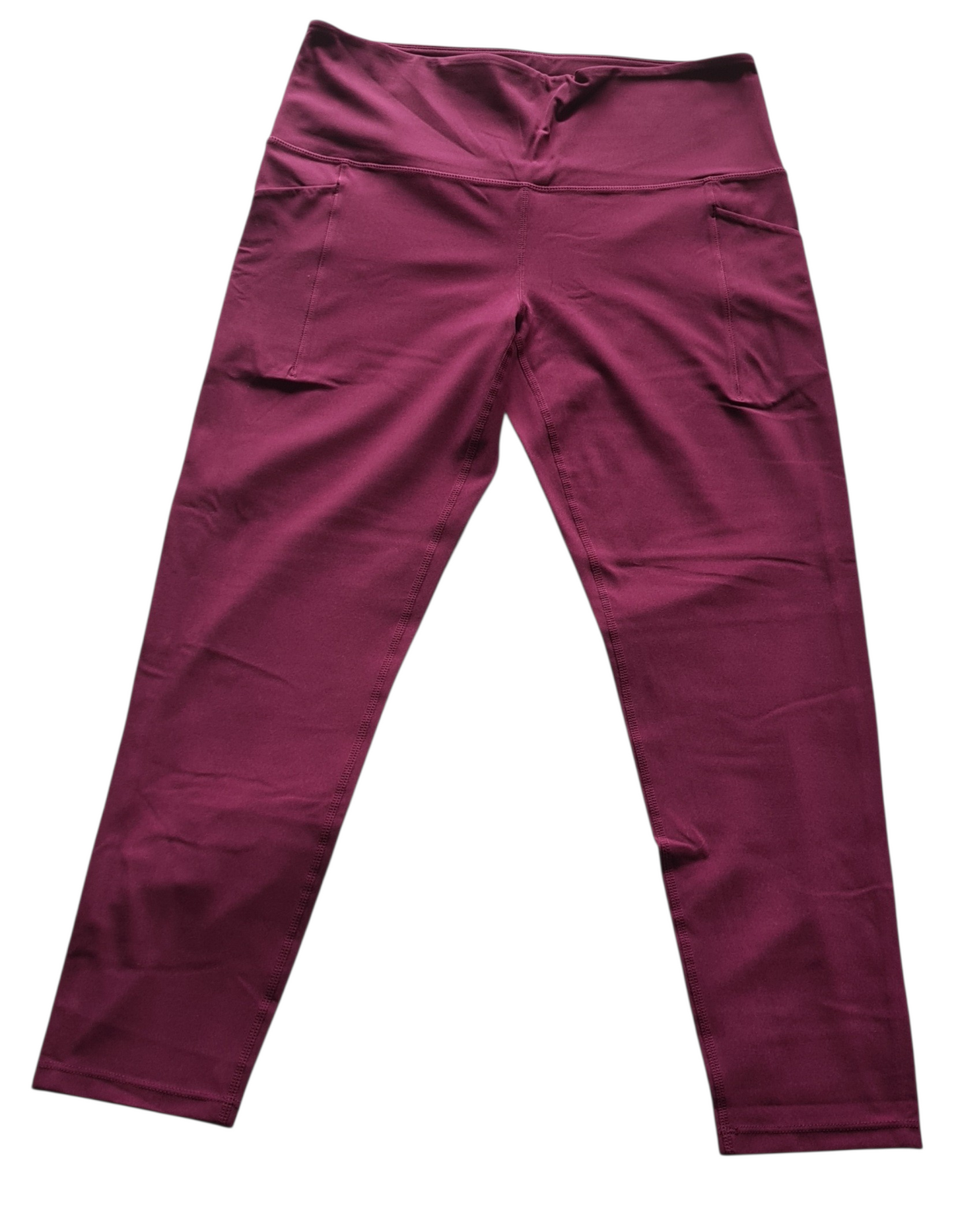 TUFF Vida Women's Leggings 7/8 length - Maroon - Two Side Pockets - LARGE