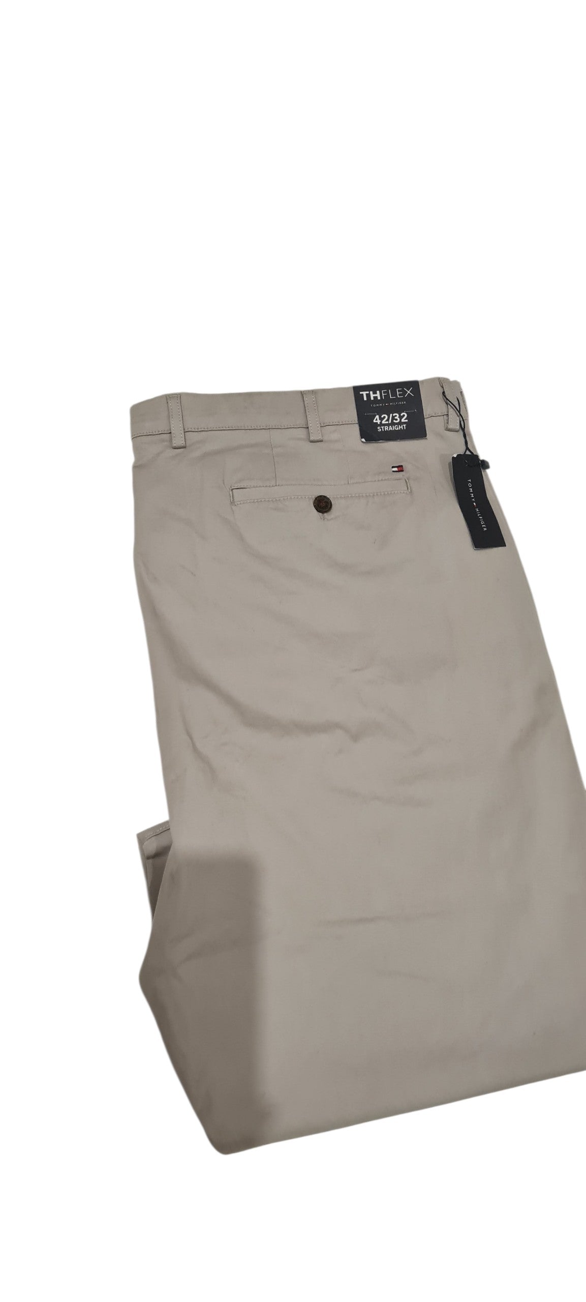 New Tommy Hilfiger Men's TH Flex Straight Fit Pants Grey Chino- Size 42
