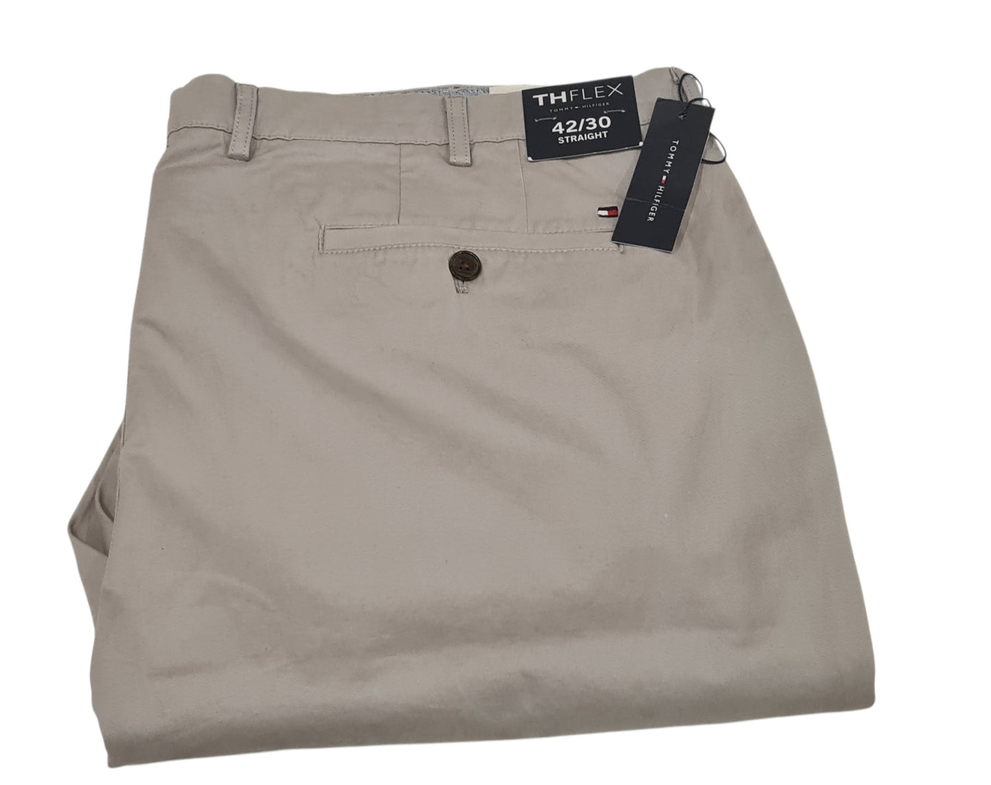 New Tommy Hilfiger Men's TH Flex Straight Fit Pants Grey Chino- Size 42