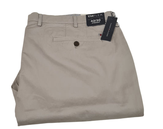 New Tommy Hilfiger Men's TH Flex Straight Fit Pants Grey Chino- Size 42
