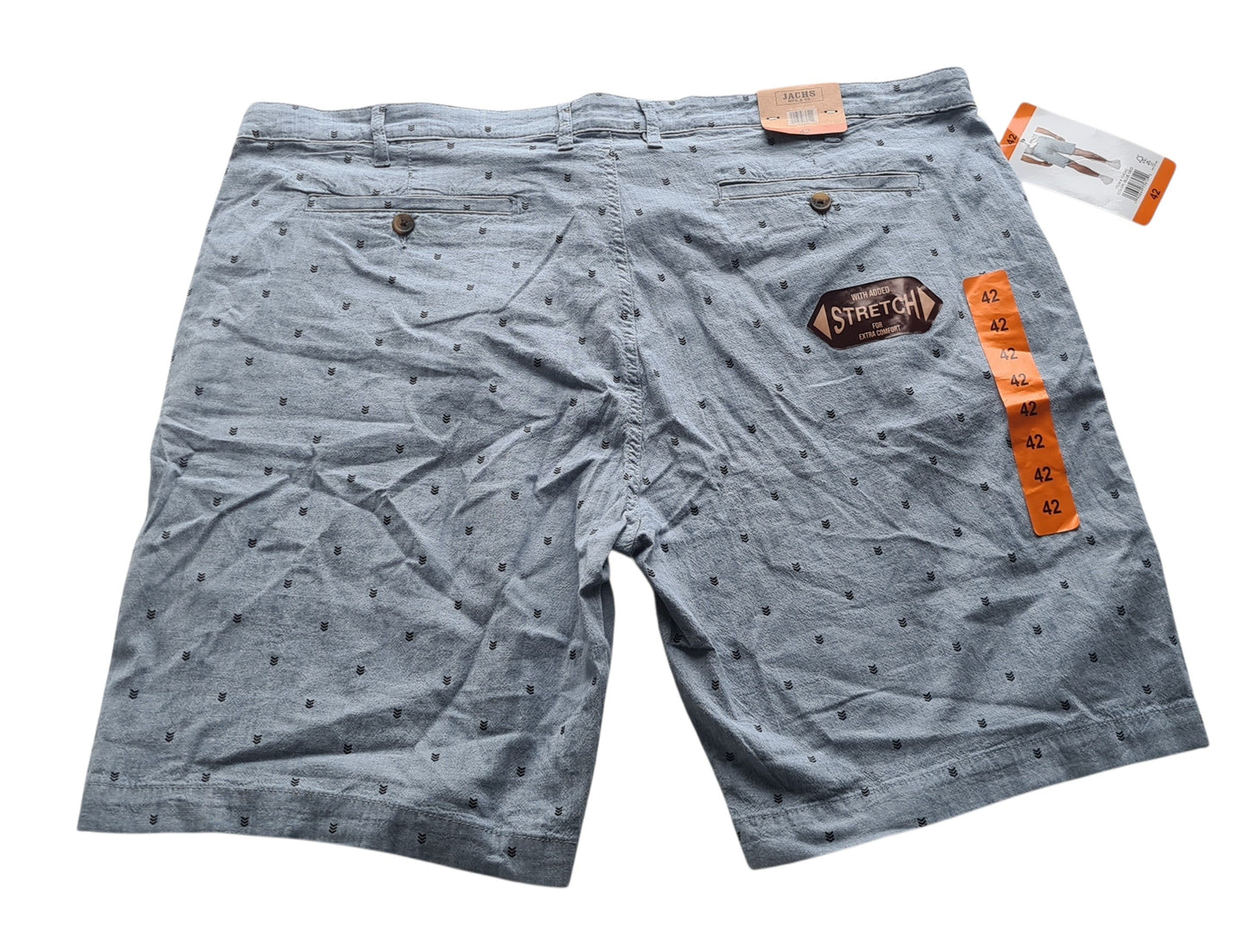 New Jachs New York Men’s Allover Print Chino Shorts – Blue Geo Print- Size 42