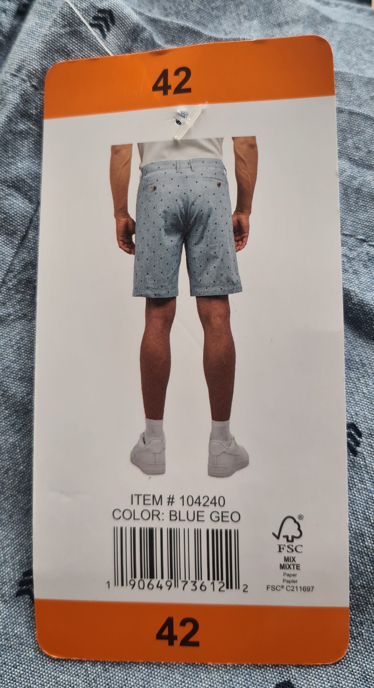 New Jachs New York Men’s Allover Print Chino Shorts – Blue Geo Print- Size 42