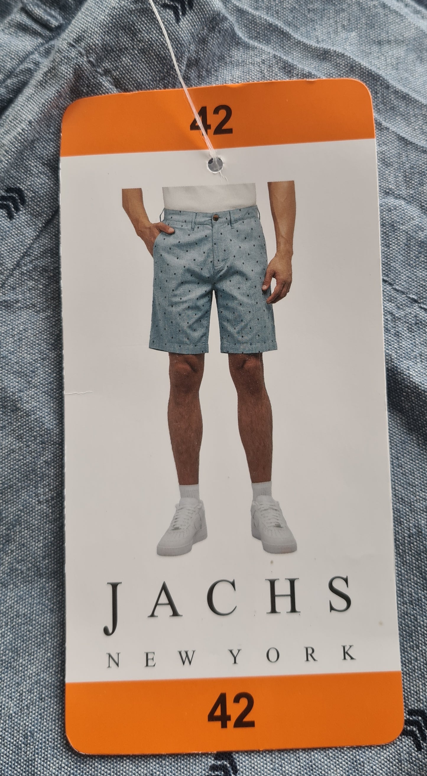 New Jachs New York Men’s Allover Print Chino Shorts – Blue Geo Print- Size 42