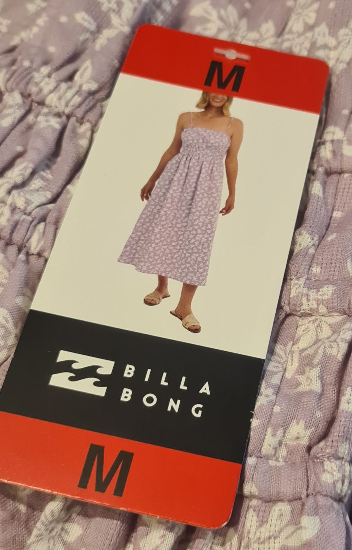 New Billabong Women's In The Sky Midi Dress Purple Floral – 100% Cotton- MEDIUM