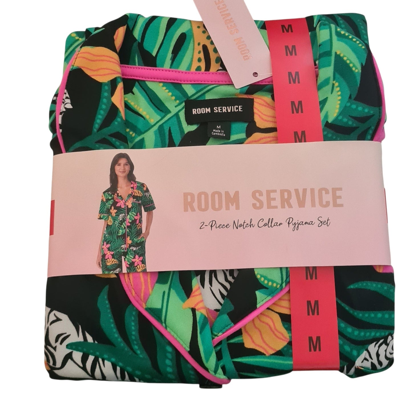 New Room Service Ladies Notch Collar 2 Piece Pyjama Set – Size Medium