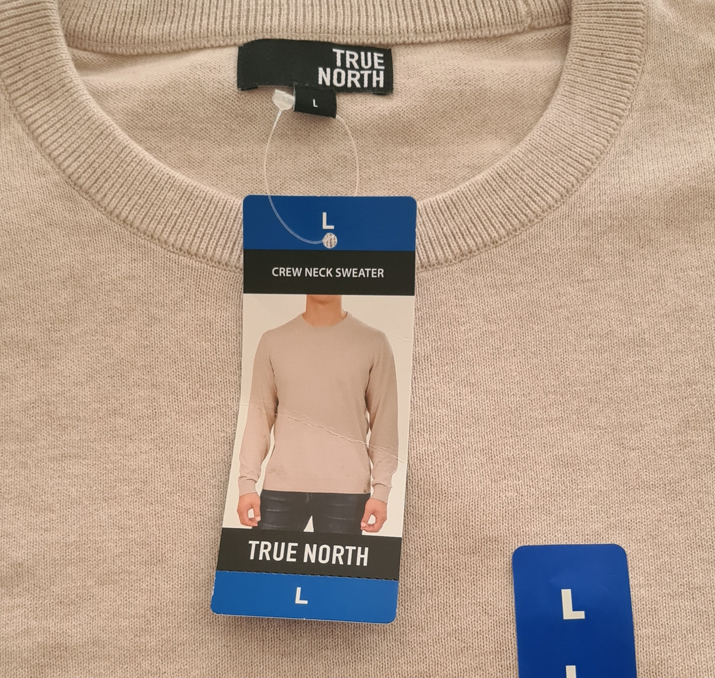 True North Crew Neck Jumper Men's Cotton Blend Sweater- Beige L,XXL