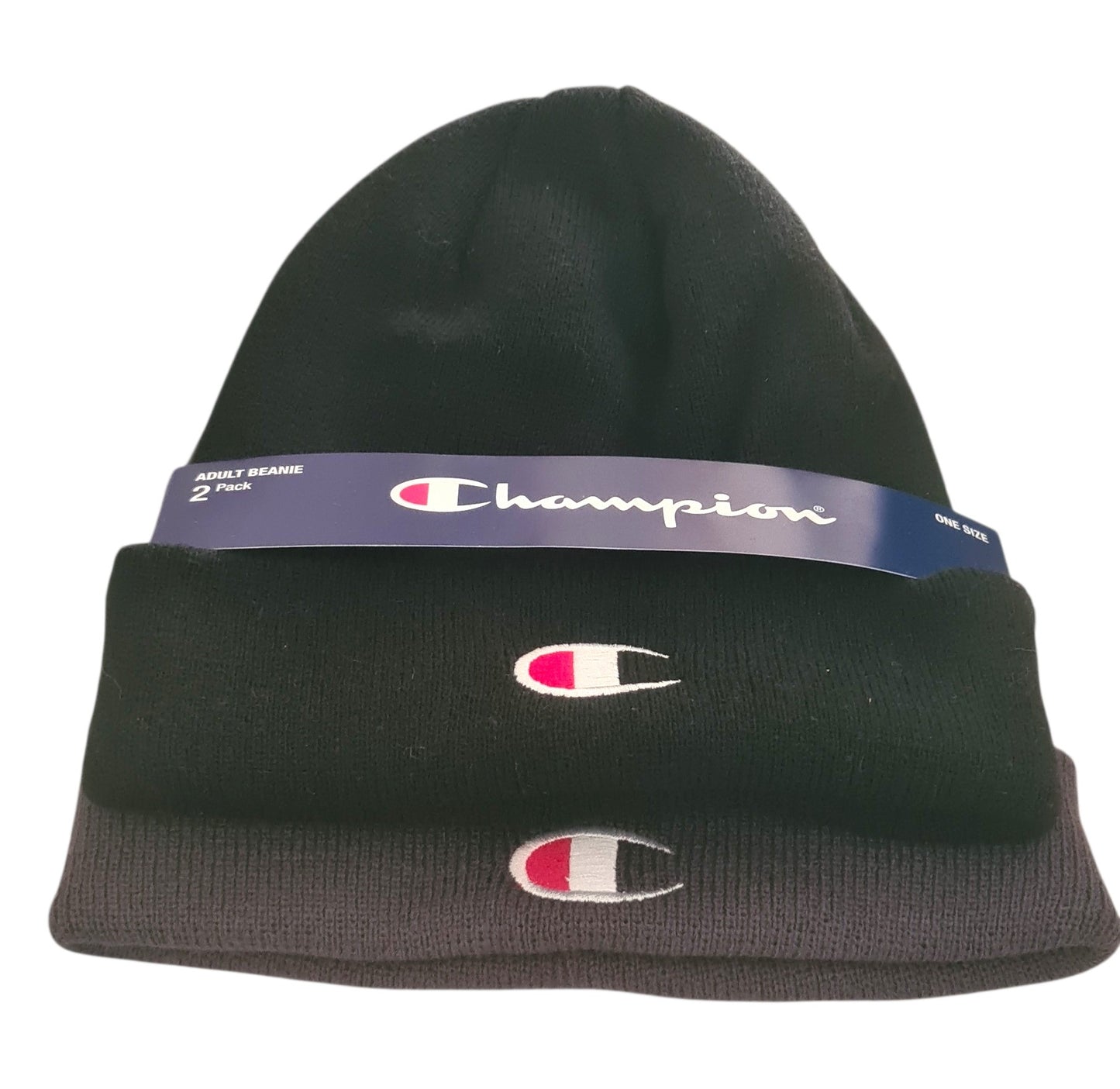 New Champion Adult Beanie 2 Pack CH C Logo- Black & Grey- One Size