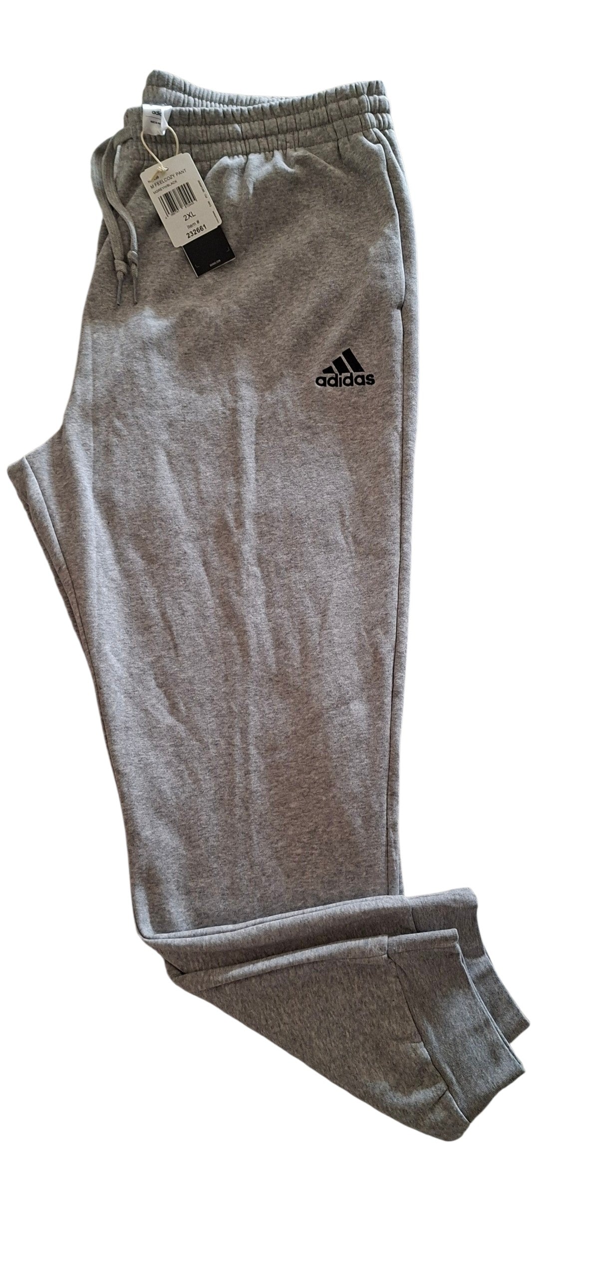 New Adidas Men's Feelcozy Regular Tapered Joggers - Size 2XL - Grey/Black