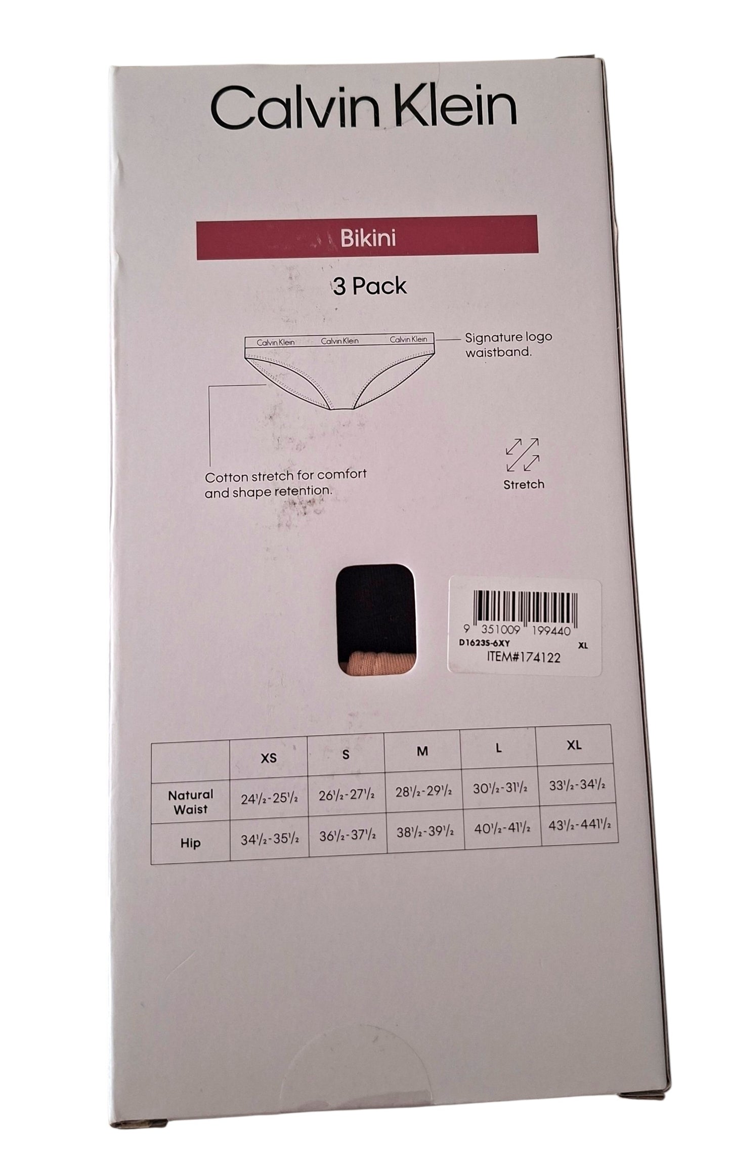 New Calvin Klein Women's 3 Pack Bikini - Cotton Stretch - Black/Beige- Size XL