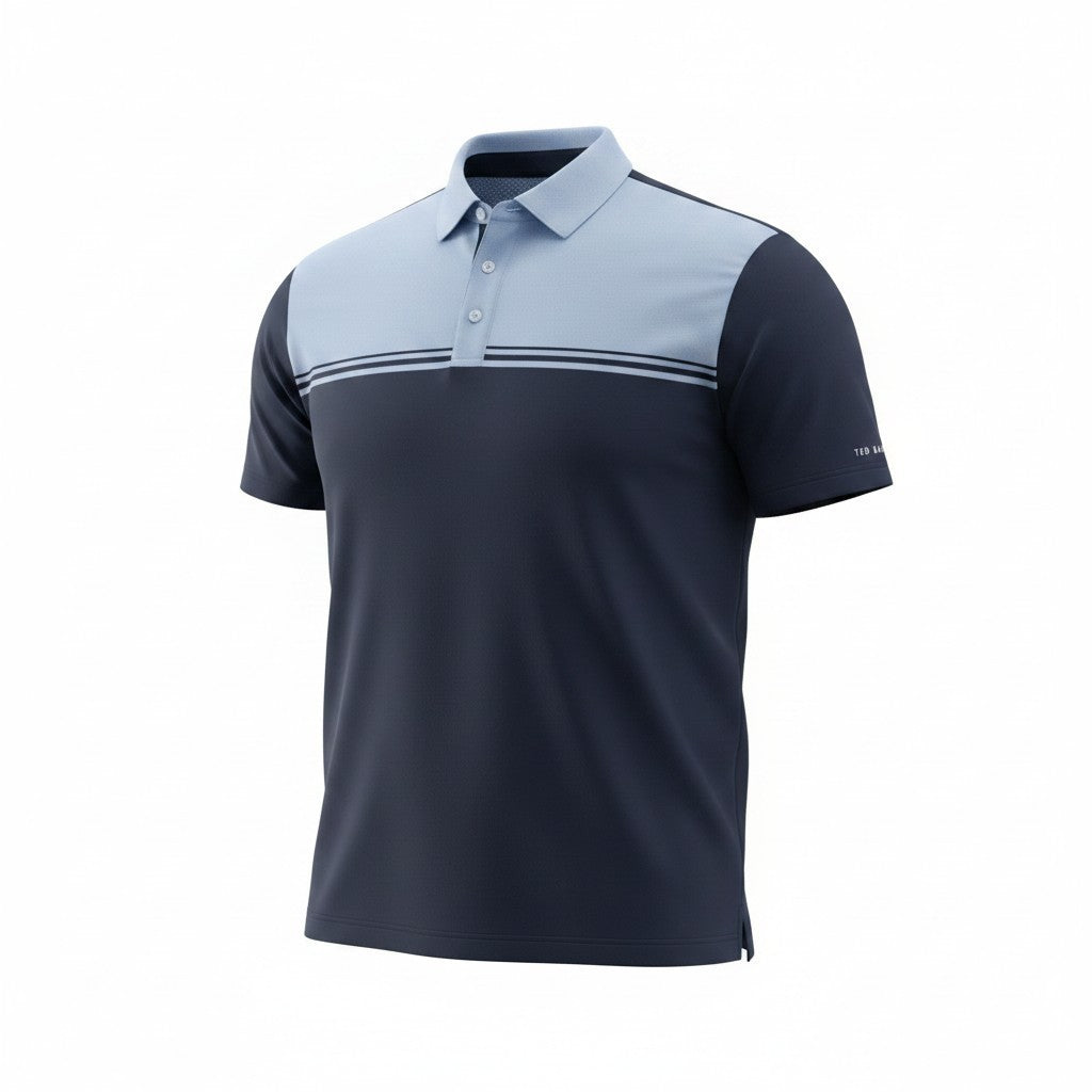 New Ted Baker Men's Golf Polo Blue Shirt - Quick Dry Wicking - UPF 40 - XXL