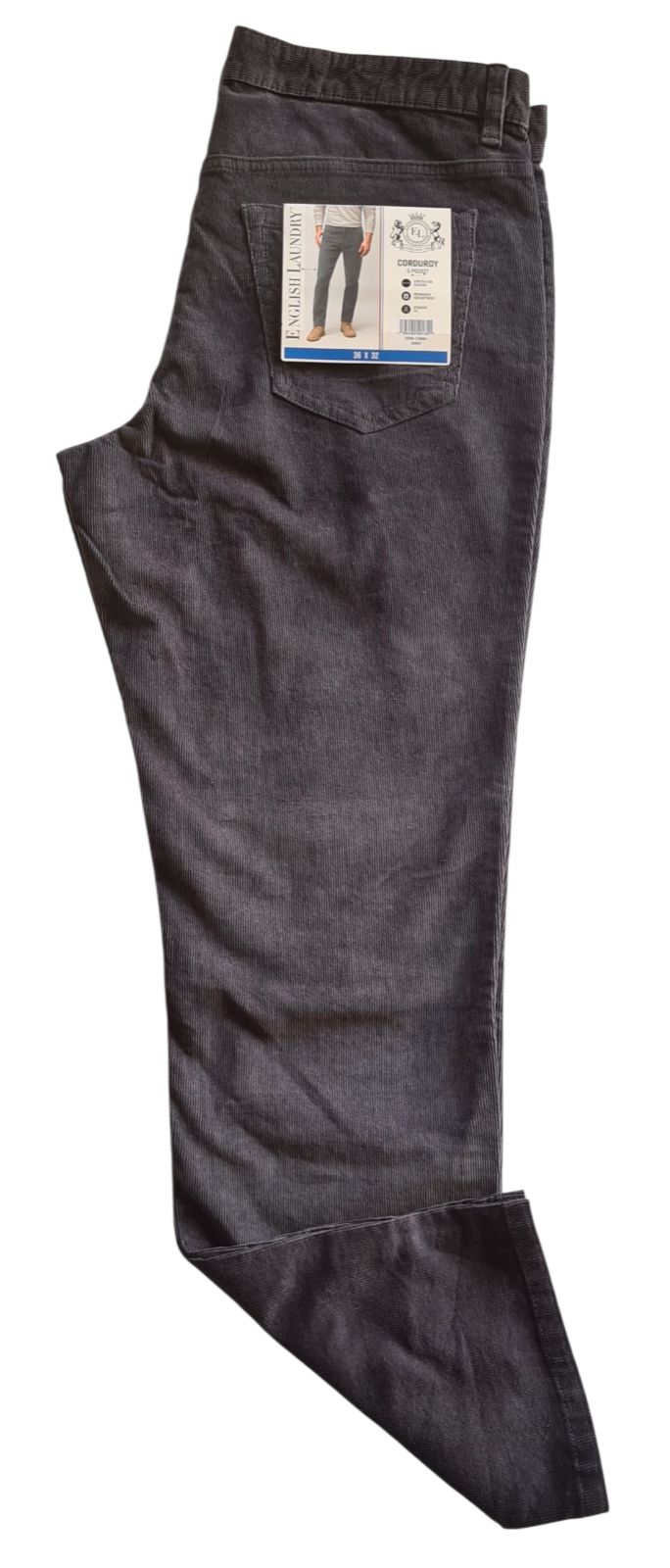 New English Laundry Men's Corduroy 5 Pocket Pants | Grey | Size W36 x L32