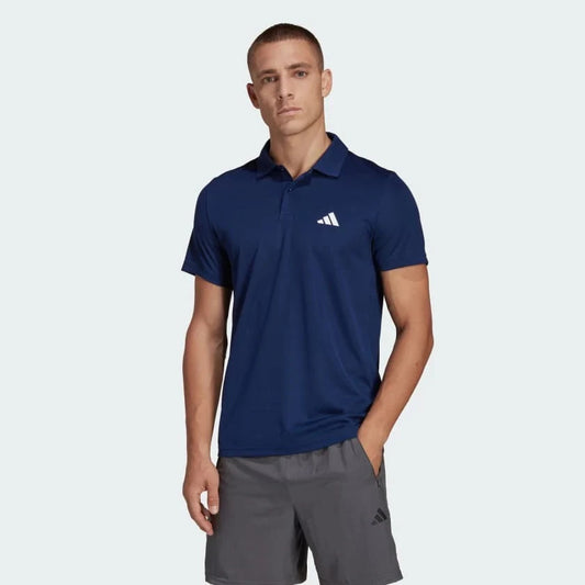 New Adidas Mens TR-ES BASE Polo Shirt – Dark Blue/White – Size LARGE