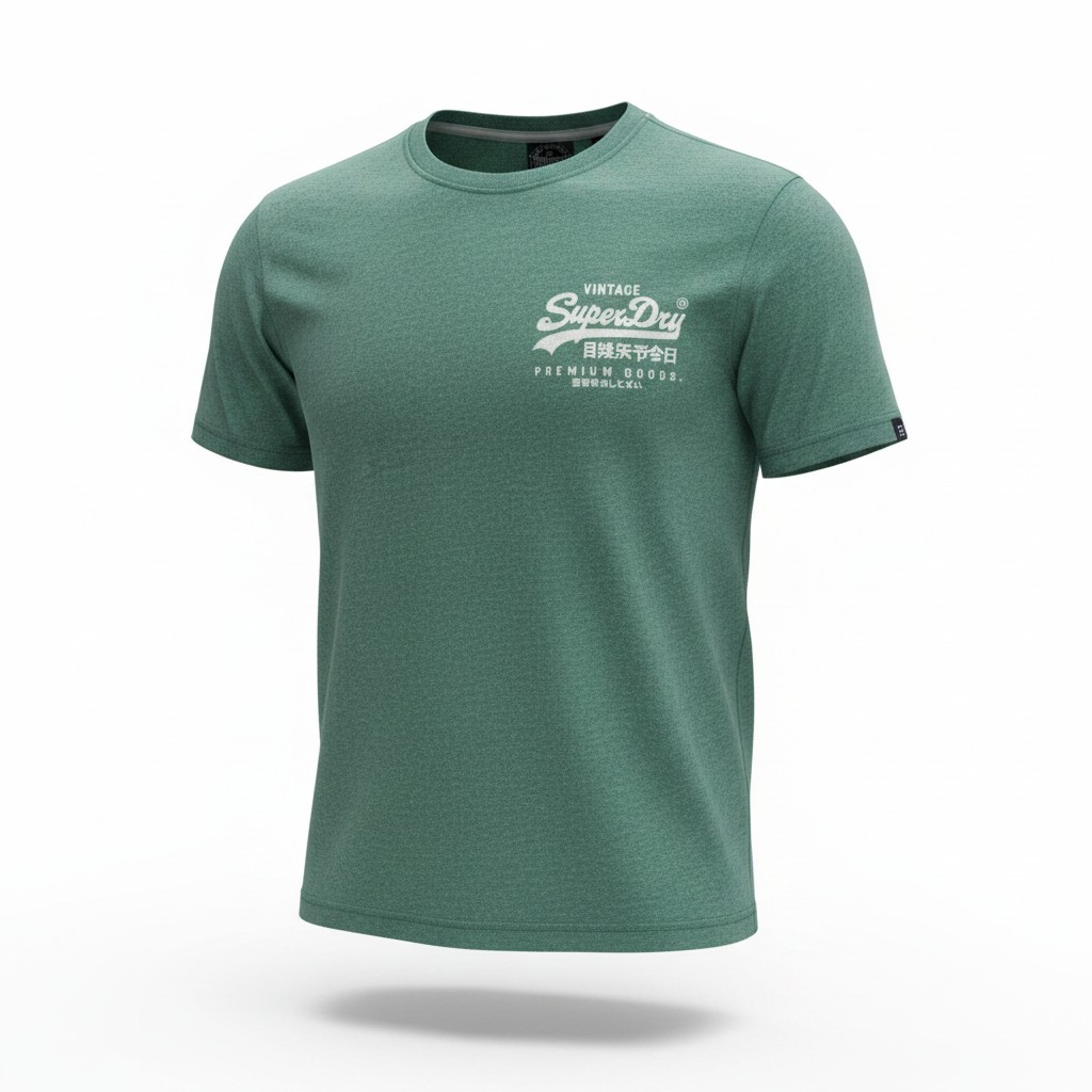 Superdry Mens T-Shirt Vintage Logo - Green -Super Soft Cotton Blend Tee - SMALL