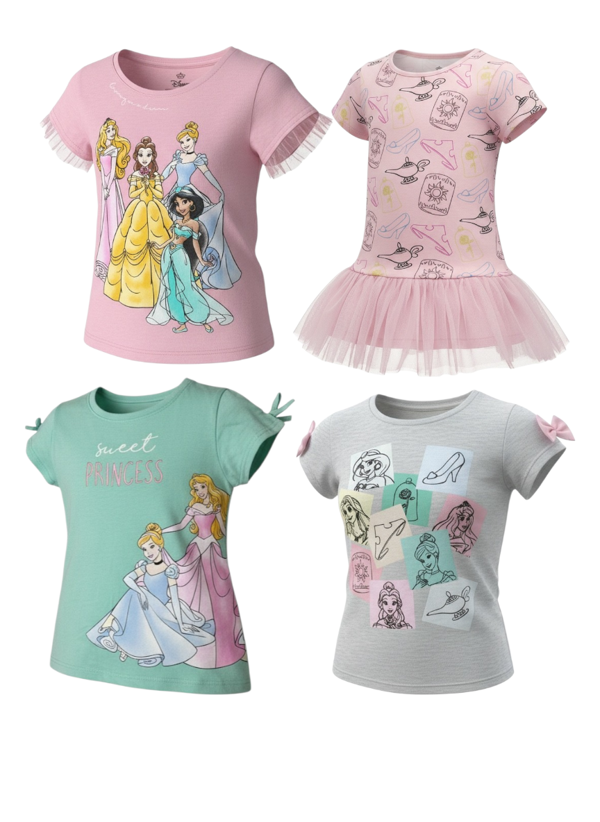 New Disney Princess Kids 4-Pack Short Sleeve T-Shirts – Size 4T – Soft Knit