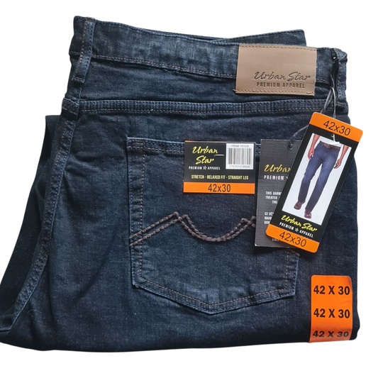 NEW Urban Star Men's Straight Leg - Stretch - Relaxed Fit Jeans | Size W42 x L30