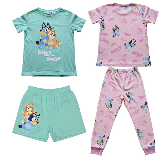 New Bluey & Bingo Kids 4pc Pyjama Set - Age 5 - Green & Pink PJs Outfit