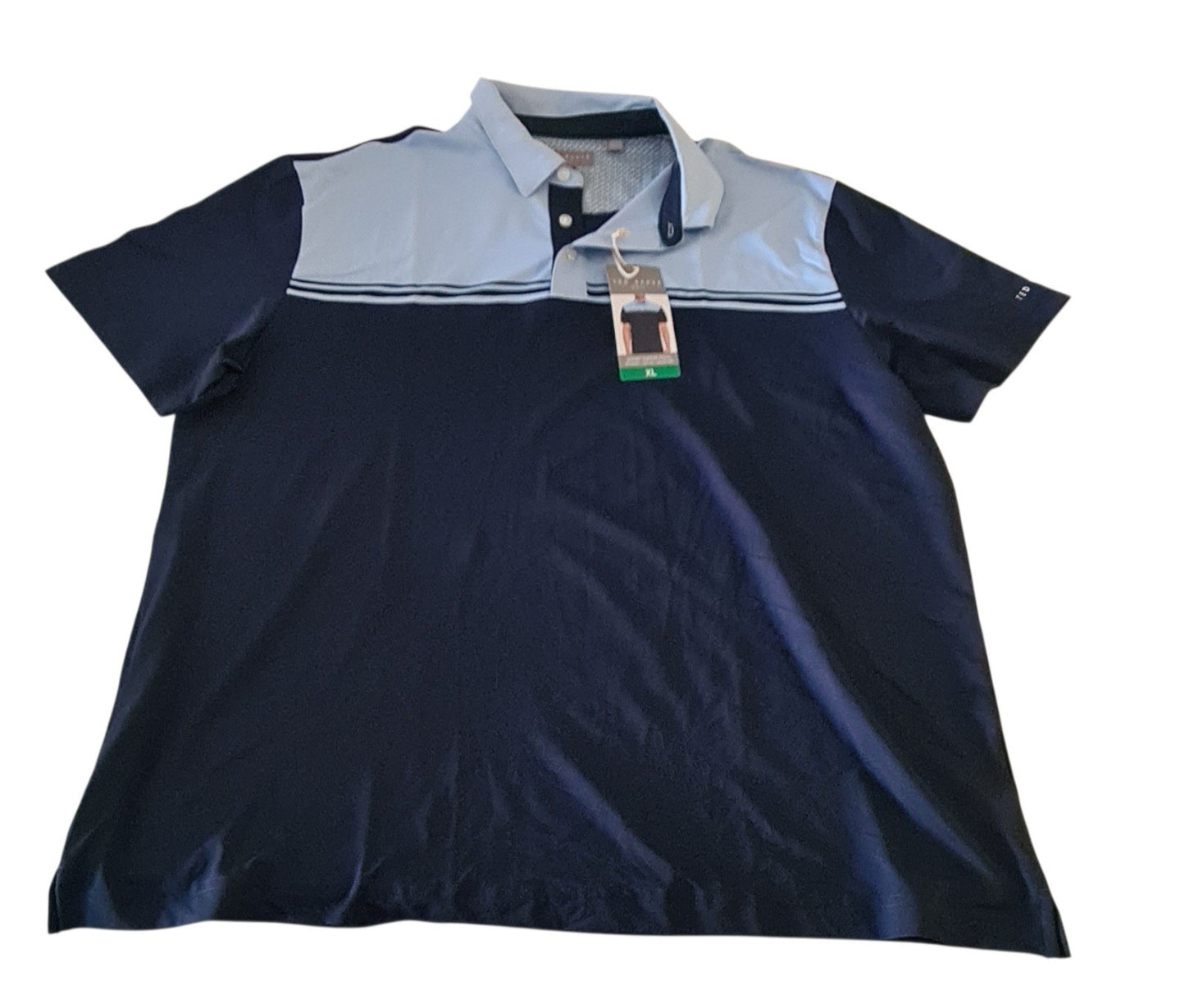 New Ted Baker Men's Golf Polo Blue Shirt - Quick Dry Wicking - UPF 40 - XXL