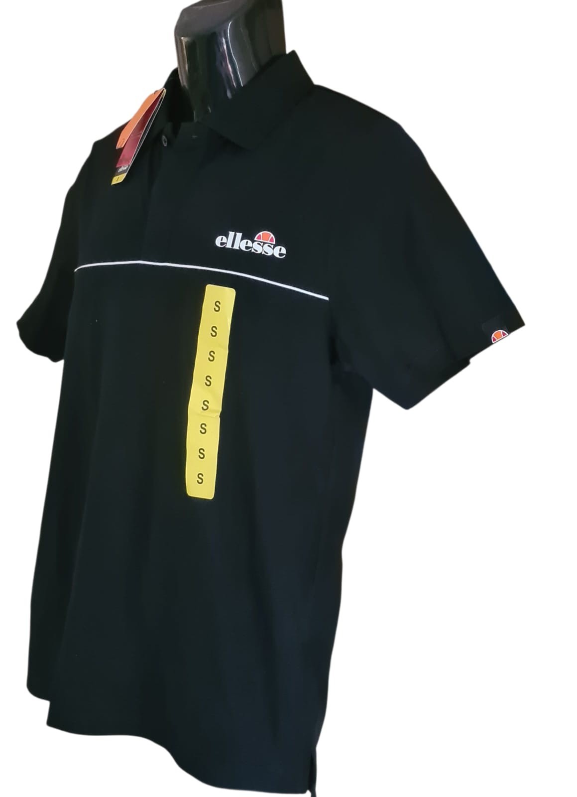 NEW Ellesse Men's Polo Short Sleeve Shirt 100% Cotton | Black | Size Small
