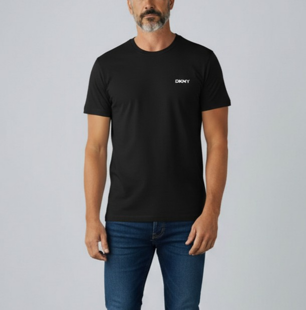 New DKNY Mens Cotton Crew Tee / T-Shirt -Black - Size Large