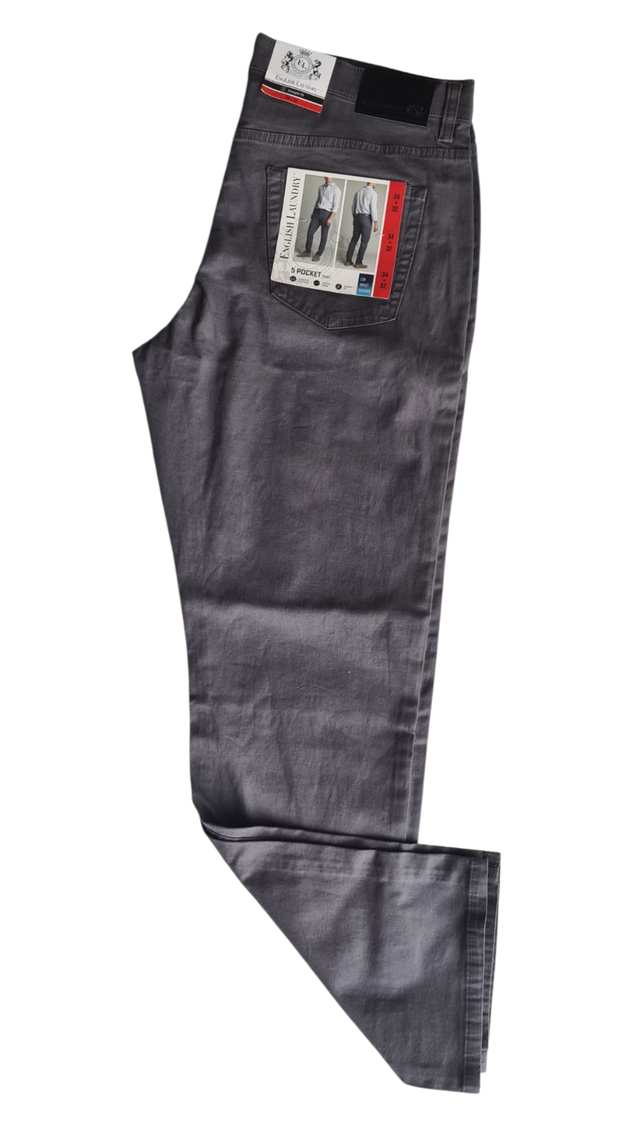 New English Laundry Men's 5 Pocket Pants|  Straight Fit | W34x L32 | Raven