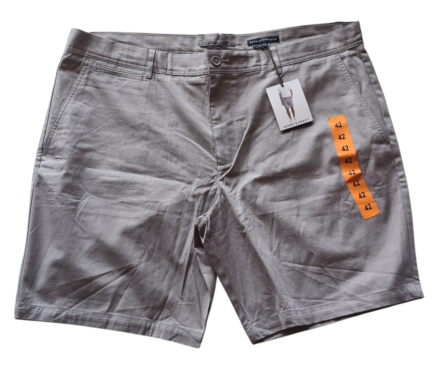 New Sportscraft Men's Textured Classic Chino Shorts - Grey - Size 42