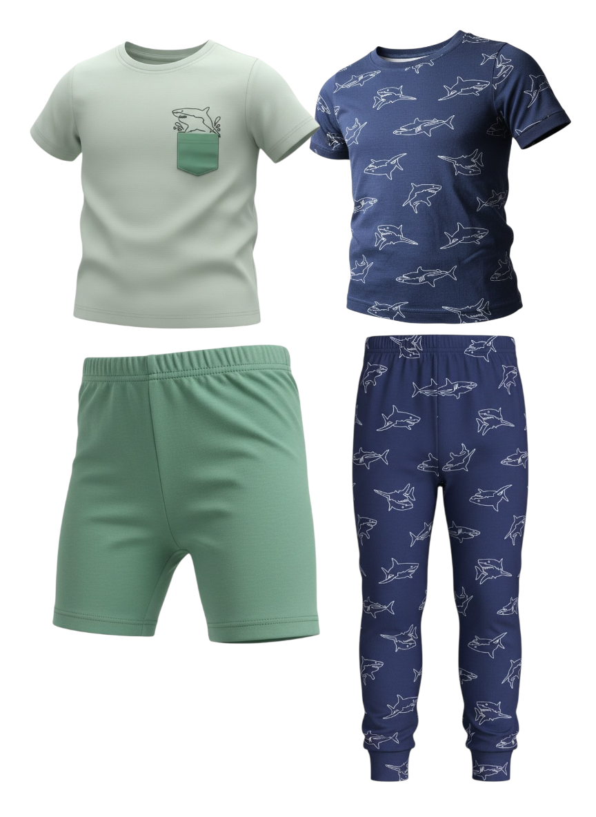 Kirkland Signature Kids 4-Piece Pyjama Set – Age 5 – Organic Cotton – Custom Fit