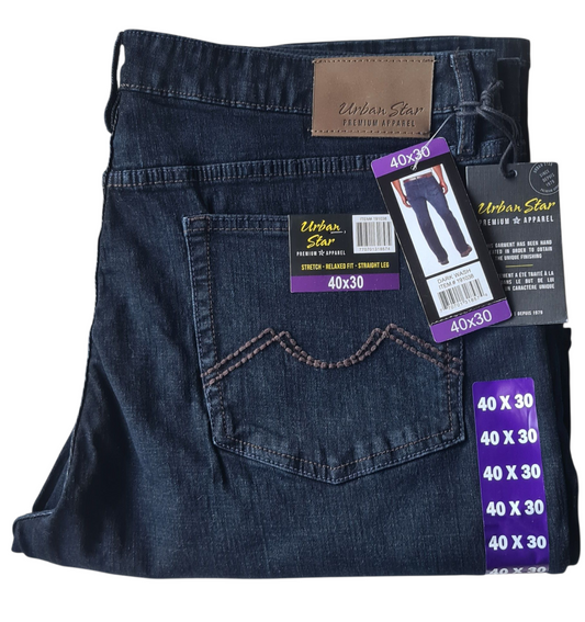 NEW Urban Star Men's Straight Leg - Stretch - Relaxed Fit Jeans | Size W40 x L30