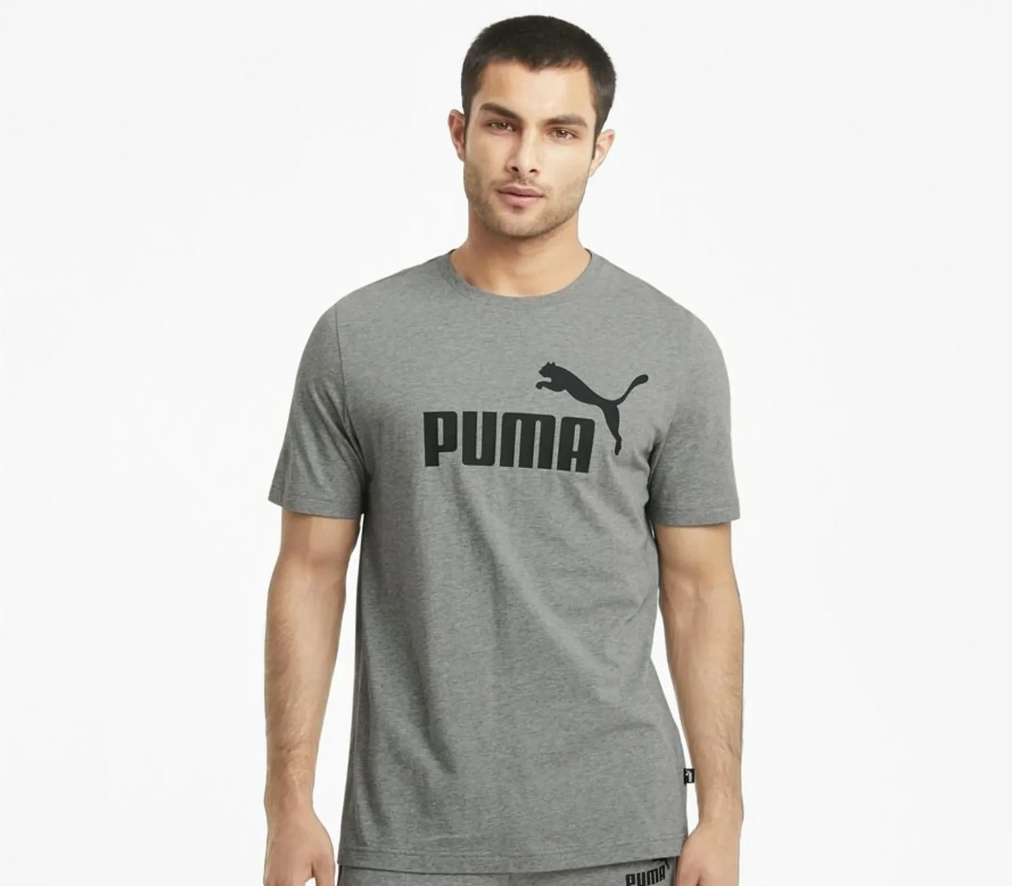 NEW PUMA Essentials Men's Logo Cotton Tee - Medium Grey Heather  - Size XXL
