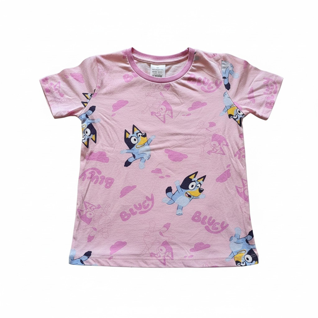 New Bluey & Bingo Kids 4pc Pyjama Set - Age 5 - Green & Pink PJs Outfit