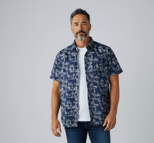 New Tailor Vintage Connecticut Originals Short Sleeve Shirt – Navy Blazer – XL