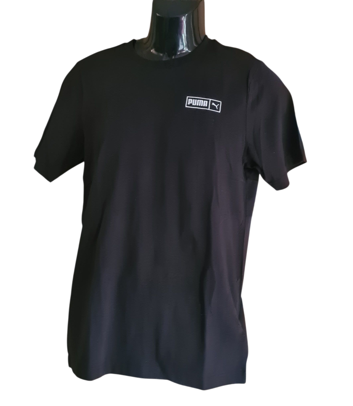 New PUMA Men's Ess Graphic Short Sleeve Tee - Embroidery Logo -  Black - Medium