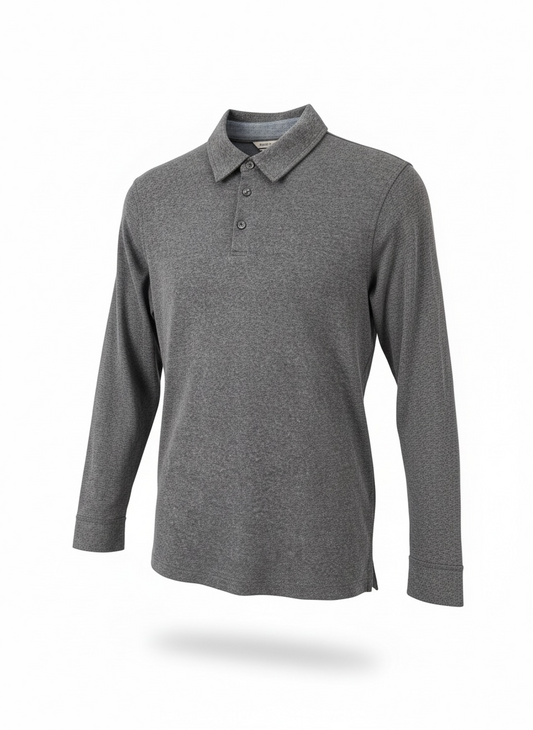 New English Laundry Men's Long Sleeve Polo – Charcoal Heather - Size XL