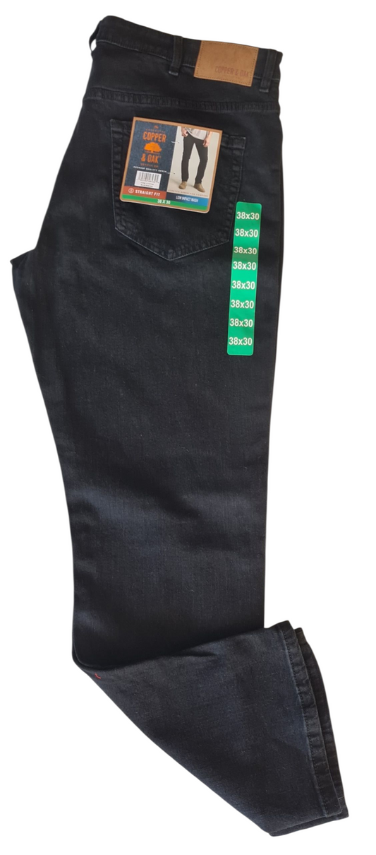 NEW Copper & Oak Men's Straight Fit Stretch Jeans | Size W38 x L30 | Black Rose