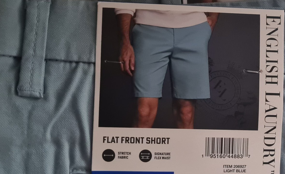 NEW English Laundry Men's Abbot Flat Front Shorts  - Light Blue - Size 32