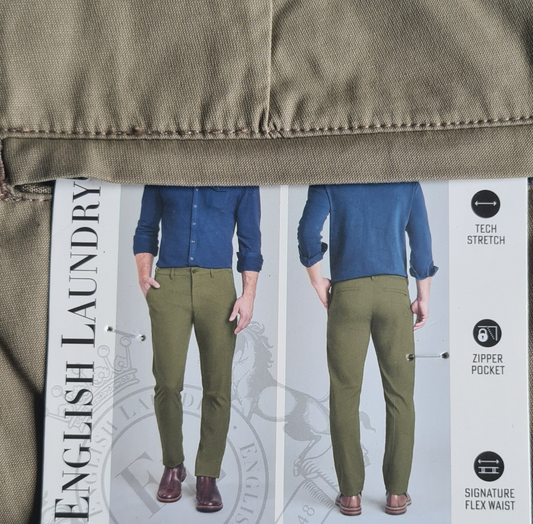 New English Laundry Men's Flat Front Midway " Chino Pants | W36 x L30 | Beechnut