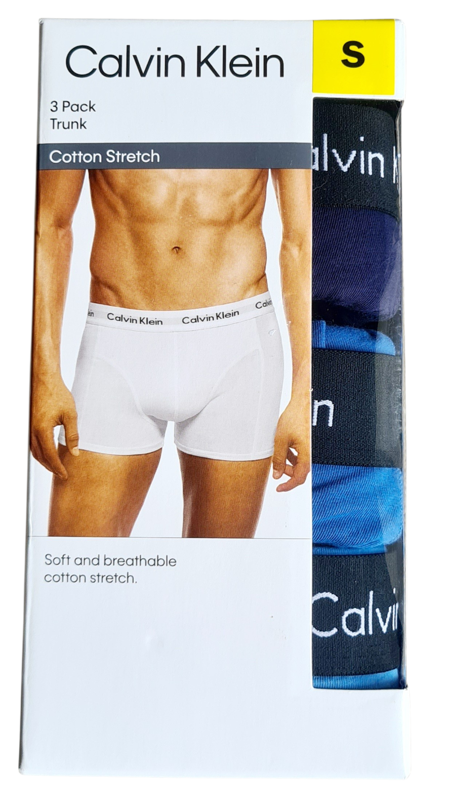 NEW Calvin Klein Men’s 3-Pack Trunks – Cotton Stretch – Blue – Size Small