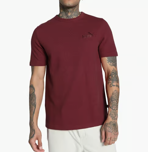 NEW PUMA Men's ESS Elevated Waffle Tee - Intense Red  - Size SMALL