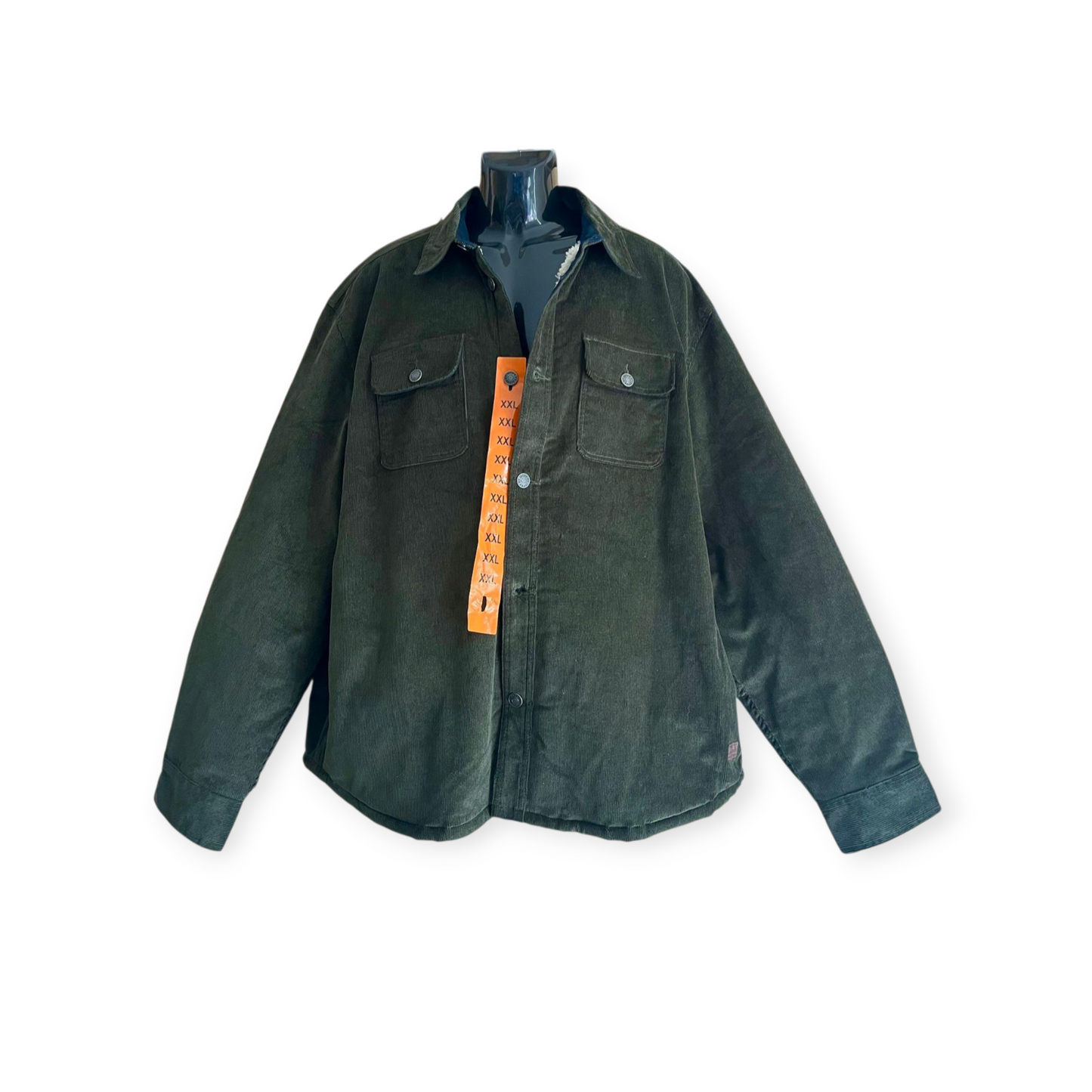 New Men's Jachs Stretch Corduroy Faux Fur Lined Shirt Jacket | Size XXL | Olive